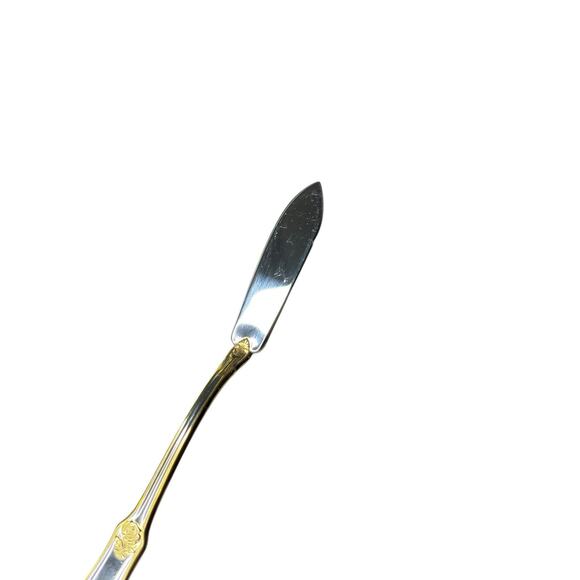 Royal Albert OLD COUNTRY ROSES Butter Spreader Sugar Spoon Set Gold Flatware - Picture 5 of 7